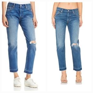 Levis 501 Jeans Mid Rise Button Fly Straight Leg Raw Hem Distressed  Size 29